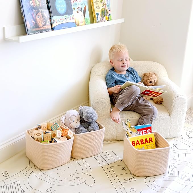 NaturalCozy Storage Cubes 9”x9”x7”Cotton Rope Woven Baskets