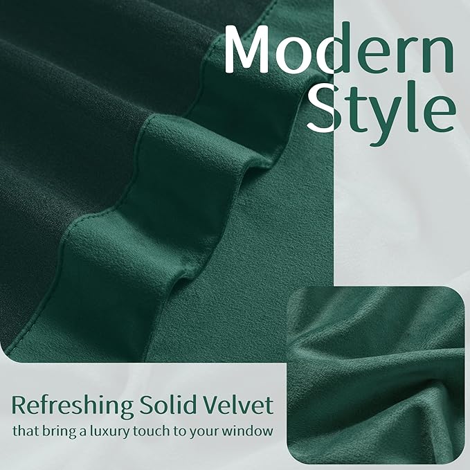 FMFUNCTEX Velvet Curtains Emerald Green Thermal Insulated Curtains