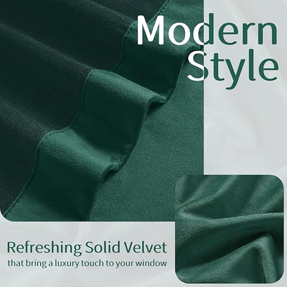FMFUNCTEX Velvet Curtains Emerald Green Thermal Insulated Curtains