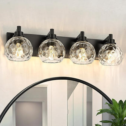 METWET Bathroom Light Fixtures Over Mirror, 4-Light Modern Sconces Wall Lighting