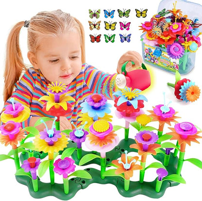 FUNZBO 109pcs Flower Garden Building Toy Set - Spring Toys for 3 4 5 6 7 Years Old Girl, STEM Montessori Educational Toy for Kid Toddler, Sorting & Stacking Building Block Birthday Gift