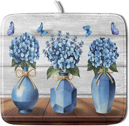 Giwawa Blue Hydrangea Dish Drying Mat