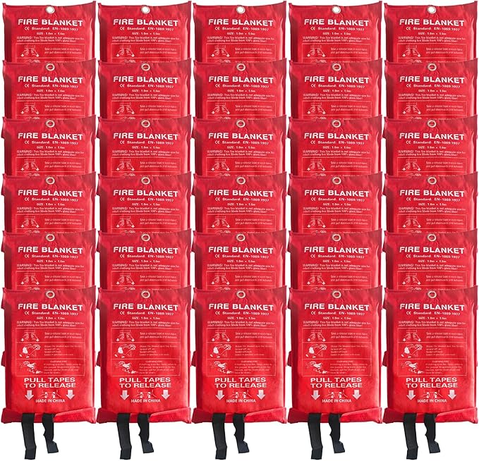 30 Packs Fire Blanket ??39.37x39.37 Inches, 1100??Heat Resistant, Emergency Fire Suppression Blanket for Kitchen, Home, Car, Camping ??Easy to Use, Non-Toxic, Reusable, Compact & Lightweight
