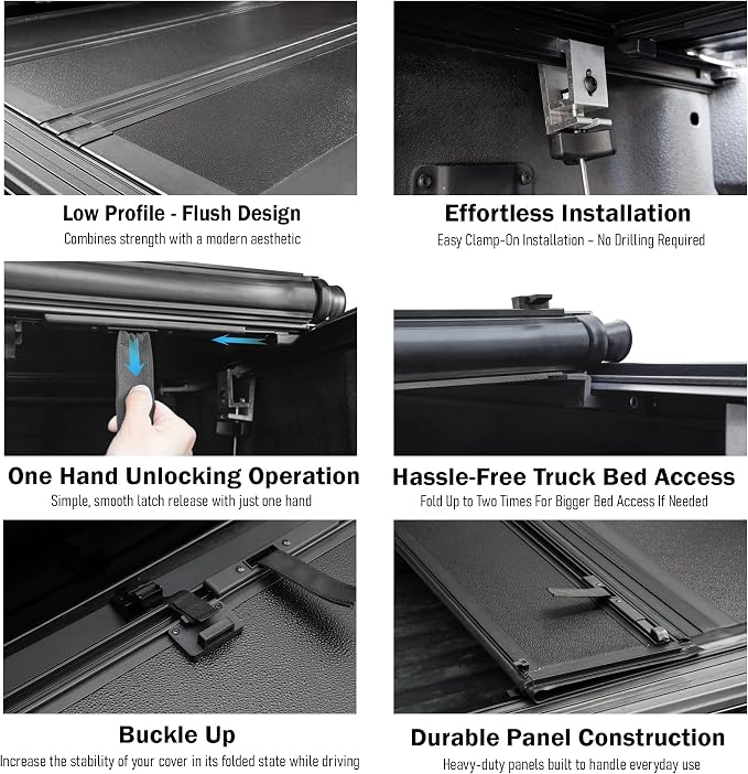 Toptiny Low Profile Hard Folding Truck Bed Tonneau Cover Fits 2019-2026 Chevy/GMC Silverado/Sierra 1500 6'7" Bed (79.4")