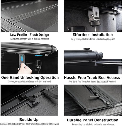 Toptiny Low Profile Hard Folding Truck Bed Tonneau Cover Fits 2019-2026 Chevy/GMC Silverado/Sierra 1500 6'7" Bed (79.4")