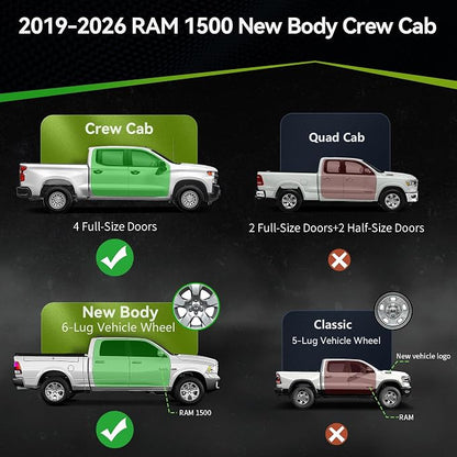 AUTOSAVER88 6 inches Running Boards Compatible with 2019-2026 Dodge Ram 1500 New Body Style Crew Cab with 4 Full-Size Doors, Ram Nerf Bars Side Steps (Exclude 2019-2026 Classic)
