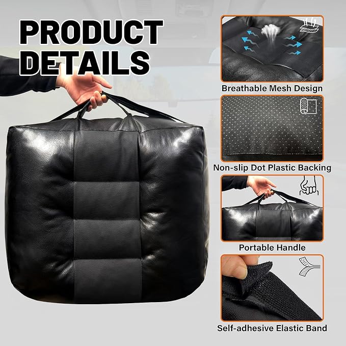 Adult Booster Car Seat Cushion for Office Chair & Driving 17.7"x15.7"x5.9" Thick Car Seat Cushion with Handle & Non-Slip Base Ergonomic Support Improved View
