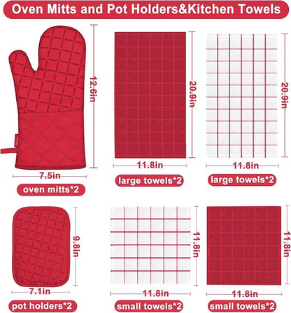 Oven Mitts Kitchen Towels and Dishcloths Pot Holders Sets, Oven Gloves Kitchen