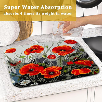 Giwawa Poppy Dish Drying Mat 16x18 inch