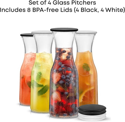 JoyJolt Glass Carafe with Lid, Iced Tea, Milk – Dishwasher Safe Beverage Drink