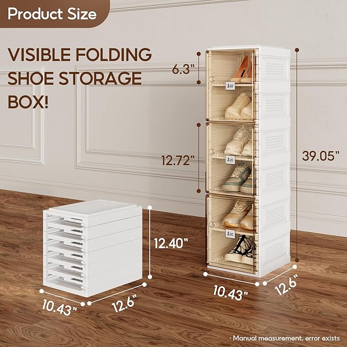 ANTBOX Shoe Organizer Storage Box, Portable Folding Shoe Rack