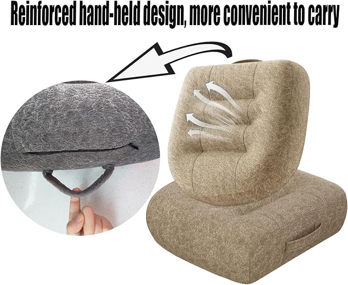 adult car seat booster for height/drivers seat booster cushion for adults-Increase The Field of View by 12cm/4.7in,Plush shell, breathable,with handle,easy to carry,for Cars,Office,Home（Light Brown）