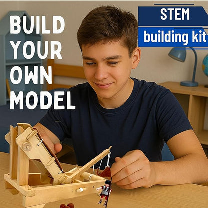 Pathfinders STEM Kit – Medieval Onager Catapult | Build Your Own Working Siege Engine | Wooden Model Kit for Kids Ages 8+ | Educational STEM Project for Home or Classroom