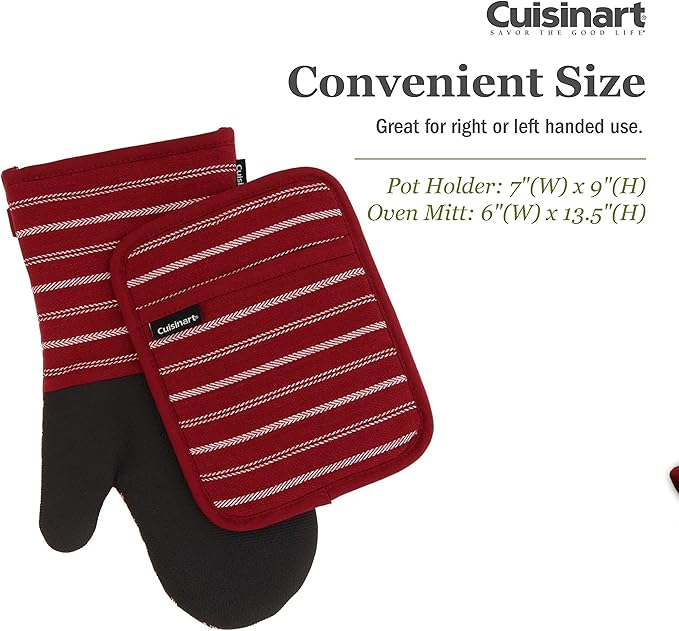 Cuisinart Neoprene Oven Mitts and Potholder Set-Heat Resistant Oven Gloves to