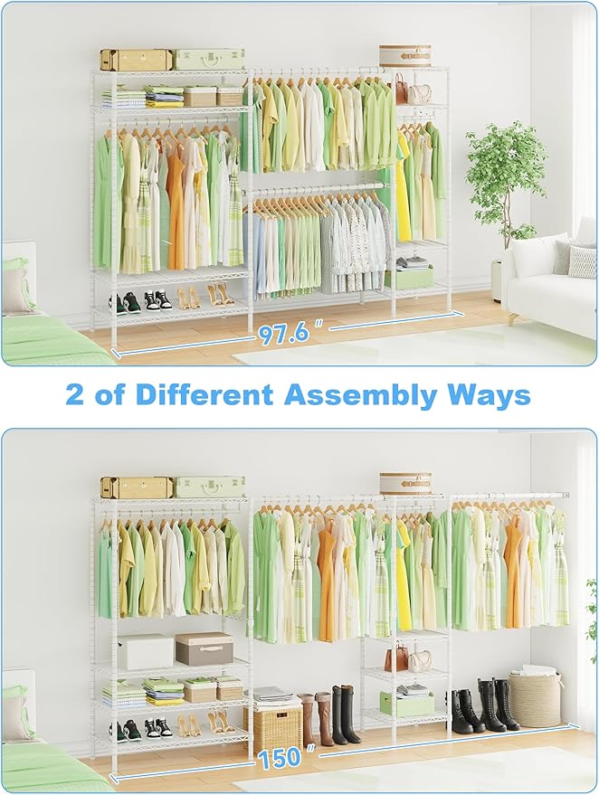Ulif E11 Heavy-Duty Garment Rack, Metal Freestanding Clothes Rack and Closet