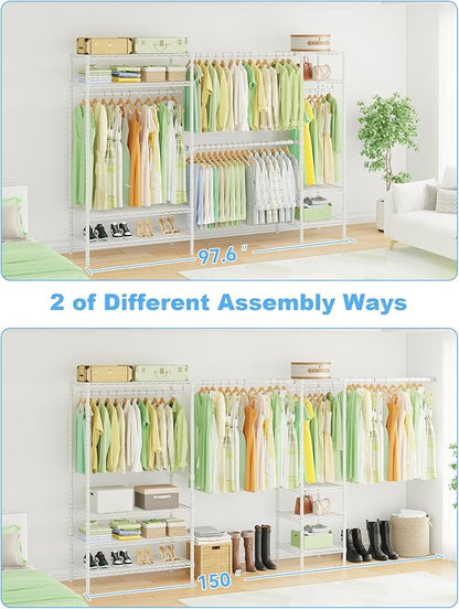 Ulif E11 Heavy-Duty Garment Rack, Metal Freestanding Clothes Rack and Closet