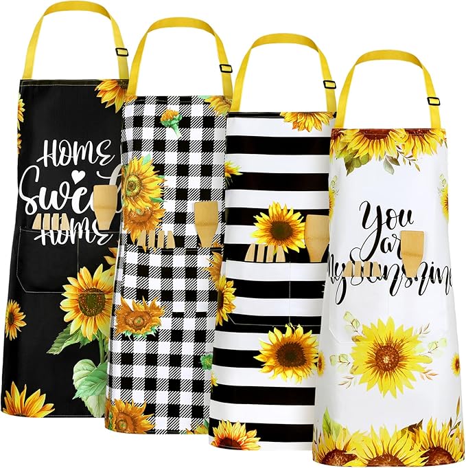 Geetery 4 Pcs Chicken Aprons for Women Rooster Print Apron Waterproof