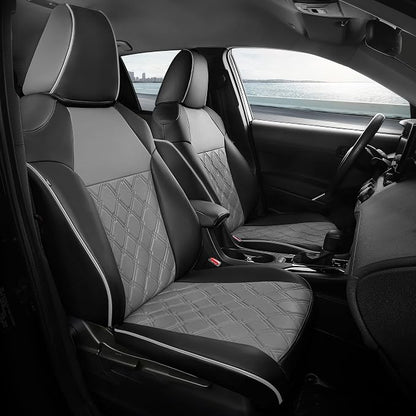 FREESOO for Toyota Corolla Seat Covers L LE XLE, LE Eco Sedan 2014 2015 2016 2017 2018 2019, Luxury Leather Seat Covers for Cars, Custom Fit Car Seat Covers, Waterproof Seat Cover, Black Gray Full Set