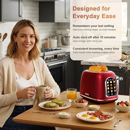 Mecity Toaster 2 Slice, Touch Screen Wide Slot Retro Toaster