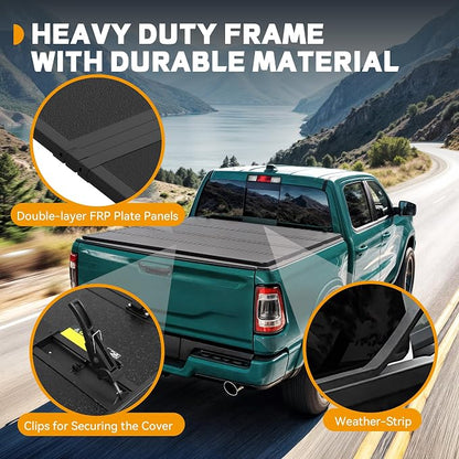 Hard Quad-Fold Truck Bed Tonneau Cover Fit for Dodge Ram 1500 2002-2023 (Classic Only), Fit for Dodge Ram 2500 3500 2003-2026, with 8 ft Bed Without Rambox