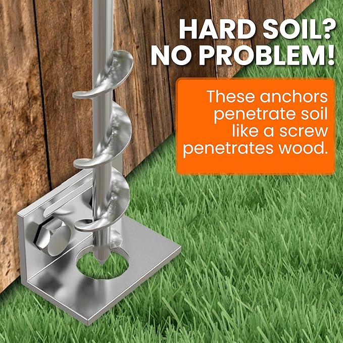 Ground Anchors Screw In - 24" Set of 4,6,8 with Brackets and Drill Bit - Earth Anchors - Mobile Home Anchors - Storage Shed Anchor Kit - Swing Set Anchors for Metal Swing Set - Playset Anchors - Ties