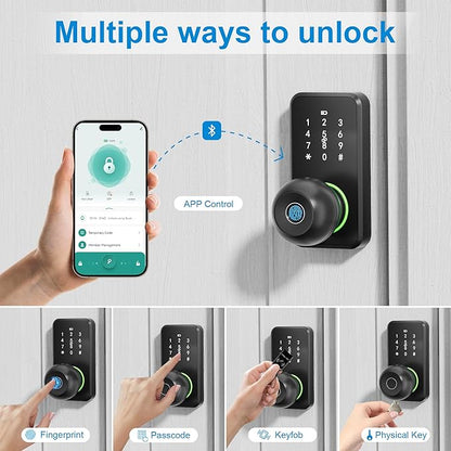 Smart Door Lock with Knob, LinkThai Keyless Entry Fingerprint Lock with