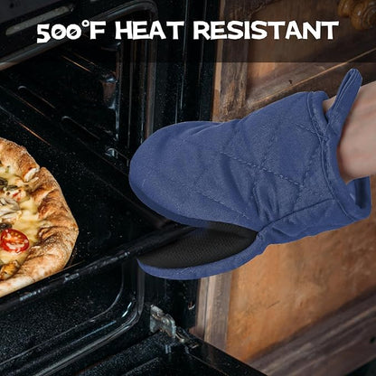 Oven Mitts and Pot Holders Set, Heat Resistant Silicone Kitchen Mini Oven