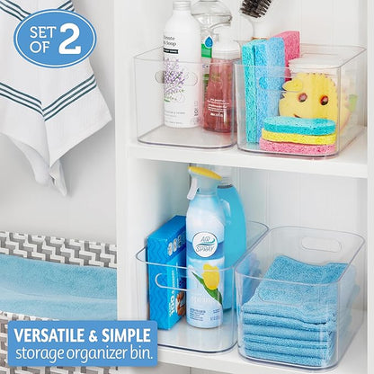 STORi Bliss 10" x 6" Open Clear Pantry Organizer Bin, Set of 2, Plastic Containers with Handle for Kitchen, Fridge, Cabinet, Closet, Bathrom, Undersink Storage Made in USA
