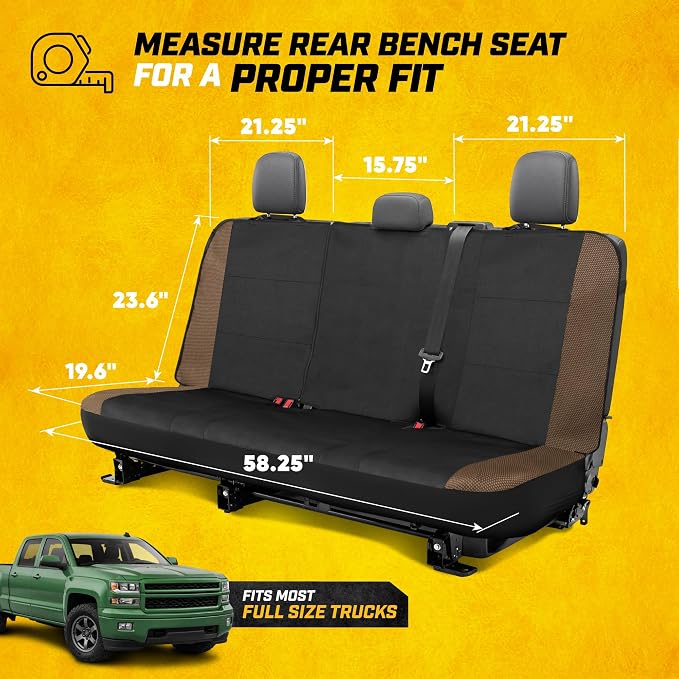 CAT MeshFlex Seat Covers Full Set for Full-Size Pickup Trucks Only - Brown | Front Bucket Seat Covers & 60/40 Split Rear Bench Protector – Interior Accessories For F-150, Silverado, Ram, Sierra & Tundra