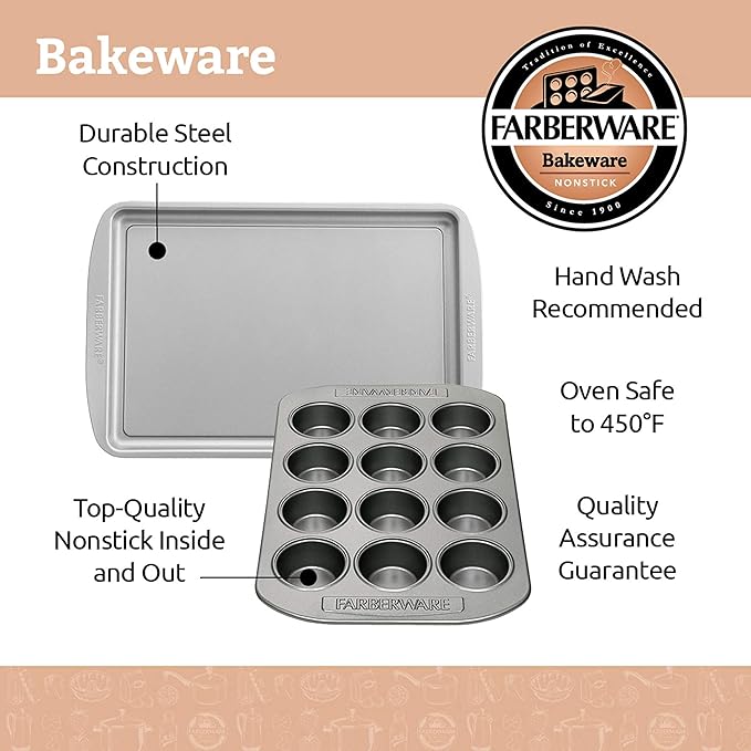 Farberware Nonstick Bakeware 3-Piece Cookie Pan Set