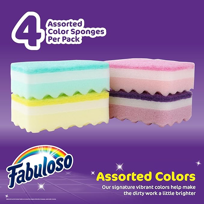 Fabuloso Scratch-Free Kitchen Dish Sponges, Rainbow Cellulose Scrubber Sponge