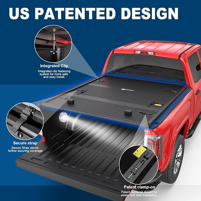 MOSTPLUS Fiberglass Tri Fold Hard Truck Bed Tonneau Cover Compatible with 2007-2013 Chevy Silverado/GMC Sierra Bed 3 Fold Fleetside On Top (6.5 FT Feet Bed)