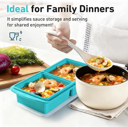 Silicone Freezer Tray with Lid Soup Freezer Container Molds with Steel