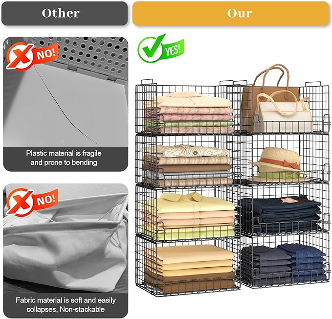 4-Tier Stackable Closet Organizers and Storage Basket