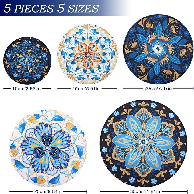 5 Pieces Bowl Covers Reusable, 5 Size Elastic Cloth Bowl Covers
