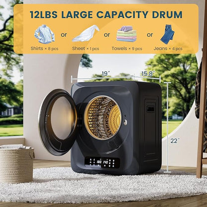 Zynkez 12Lbs Portable Clothes Dryer, 850W Compact Laundry Dryer