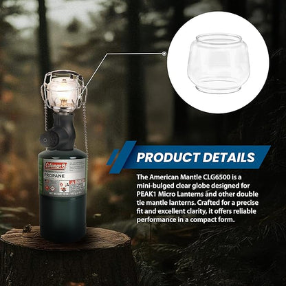 AMERICAN MANTLE Lantern Globe – Clear Borosilicate Glass Replacement for CLMN Lanterns 1.88" W x 2.25" H – Fits Models 214, 285, 288, 5150, 5151A/B/C & More – Heat Resistant Transparent Globe