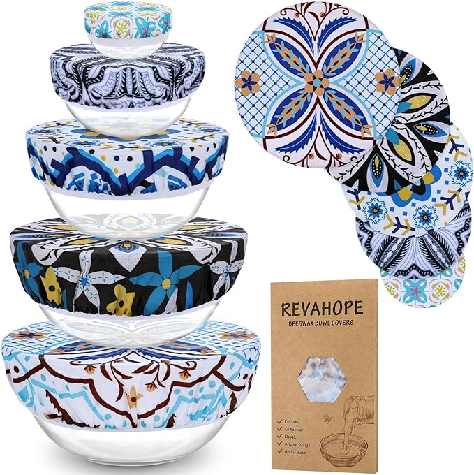 5-Size Reusable Beeswax Bowl Covers