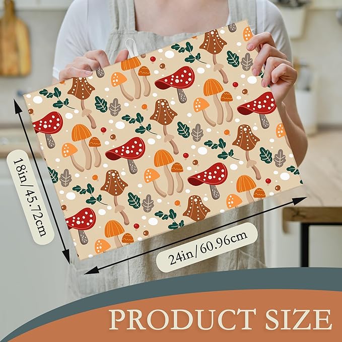 Funny Mushrooms Dish Drying Rack Mats Decor