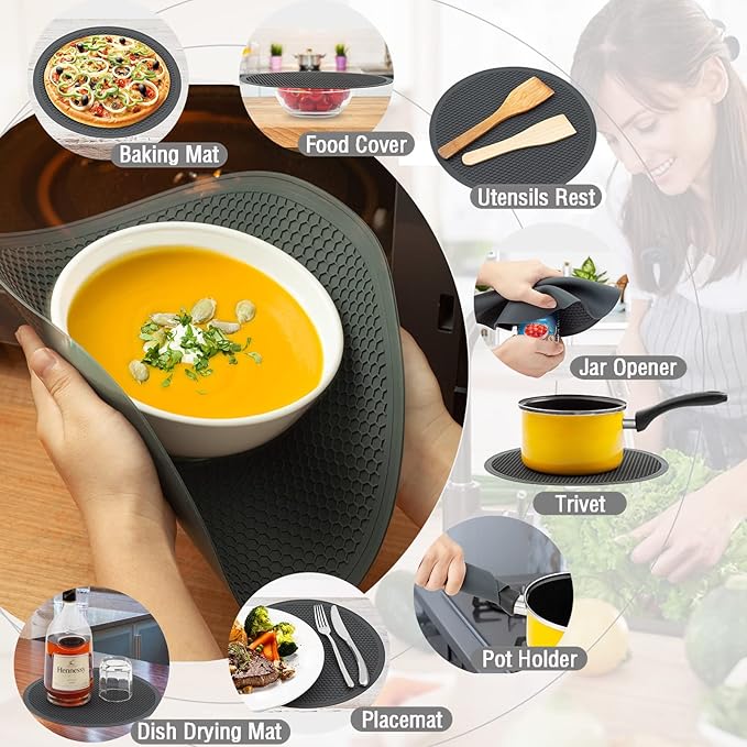 12"&10" Microwave food Cover and Mat, Large Vented Collapsible Splatter Guard
