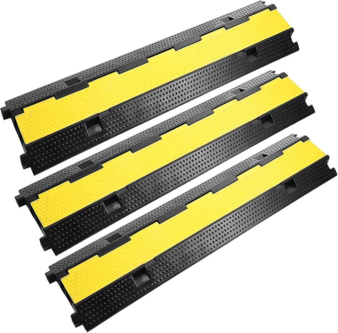 Reliancer 3 Pack Dual Channel Rubber Cable Protector Ramp 2 Channel Traffic