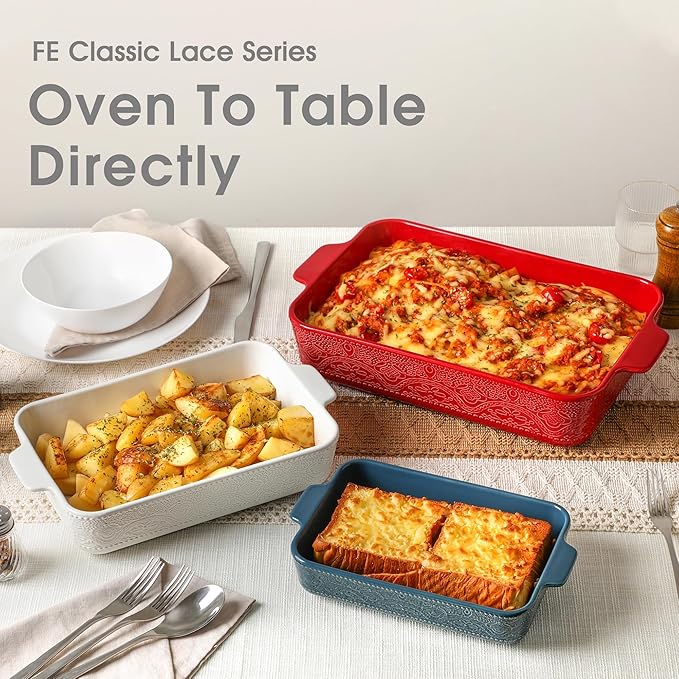Ceramic Baking Dish Set of 3, Casserole Dishes