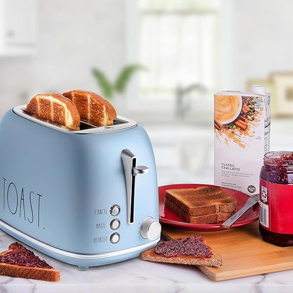 Rae Dunn Retro Rounded Bread Toaster, 2 Slice Stainless Steel Toaster