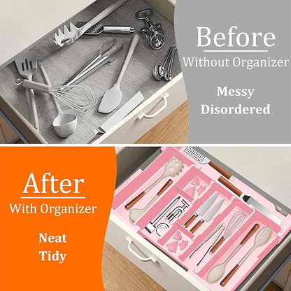 Spaclear Large Utensil Drawer Organizer Expandable Silverware Organizer