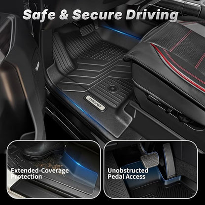 OEDRO Upgraded Floor Mats for 2019-2026 Chevy Silverado/GMC Sierra 1500 Crew Cab & 2020-2026 Silverado/Sierra 2500HD 3500HD, Bucket Seat, All Weather Custom Fit Silverado Accessories Floor Liners