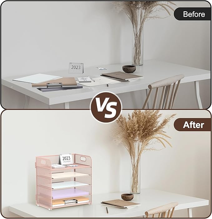 2 Pack 5-Tier Pink Desk Organizer