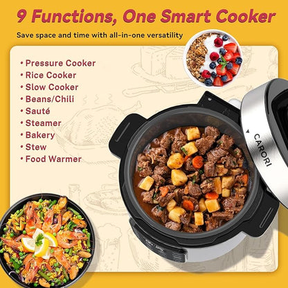 Electric Pressure Cooker 6 Quart Silver, Non-stick Pot, 9-in-1 Instant Pot
