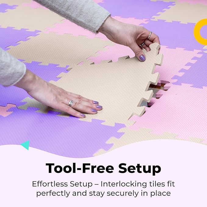 MioTetto Baby Play Mat, Soft Foam Floor Tiles for Kids. Adjustable Interlocking Foam Tiles, Fits with 74x74 Playpen Baby mat for Crawling & Development, Safe & Non-Toxic Playmat for Babies 6-12 Months