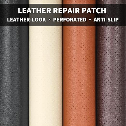 JuCheng Leather Repair Patch 8x79 Black, Breathable Perforated Adhesive Self-Adhesive Repair Patch, Furniture Couch Car Seats Office Chairs Sofa Repair Patch Refurbished Patch (Black, 8x79inch)