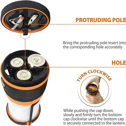 LED Camping Lantern, Battery Powered LED 1800LM, 4 Camping Lights Modes, Perfect Lantern Flashlight for Hurricane, Emergency Light, Storm, Power Outages, Survival Kits, Hiking, Fishing, Home and More